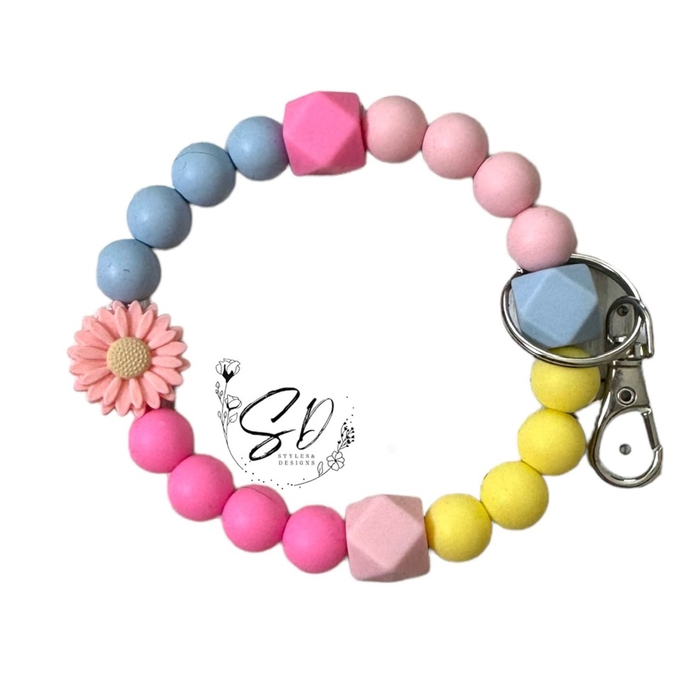 8 inch Flower Silicone Wristlet Keychain